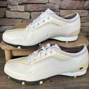 Golfstream Womens 8.5 M Lace Up Soft Cleat Beige 2 Tone Golf Shoes Sneakers